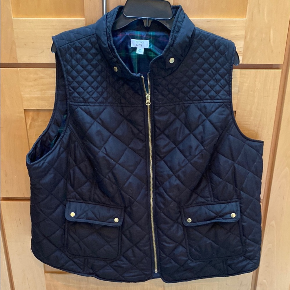 Black Quilted Vest with Gold Accents